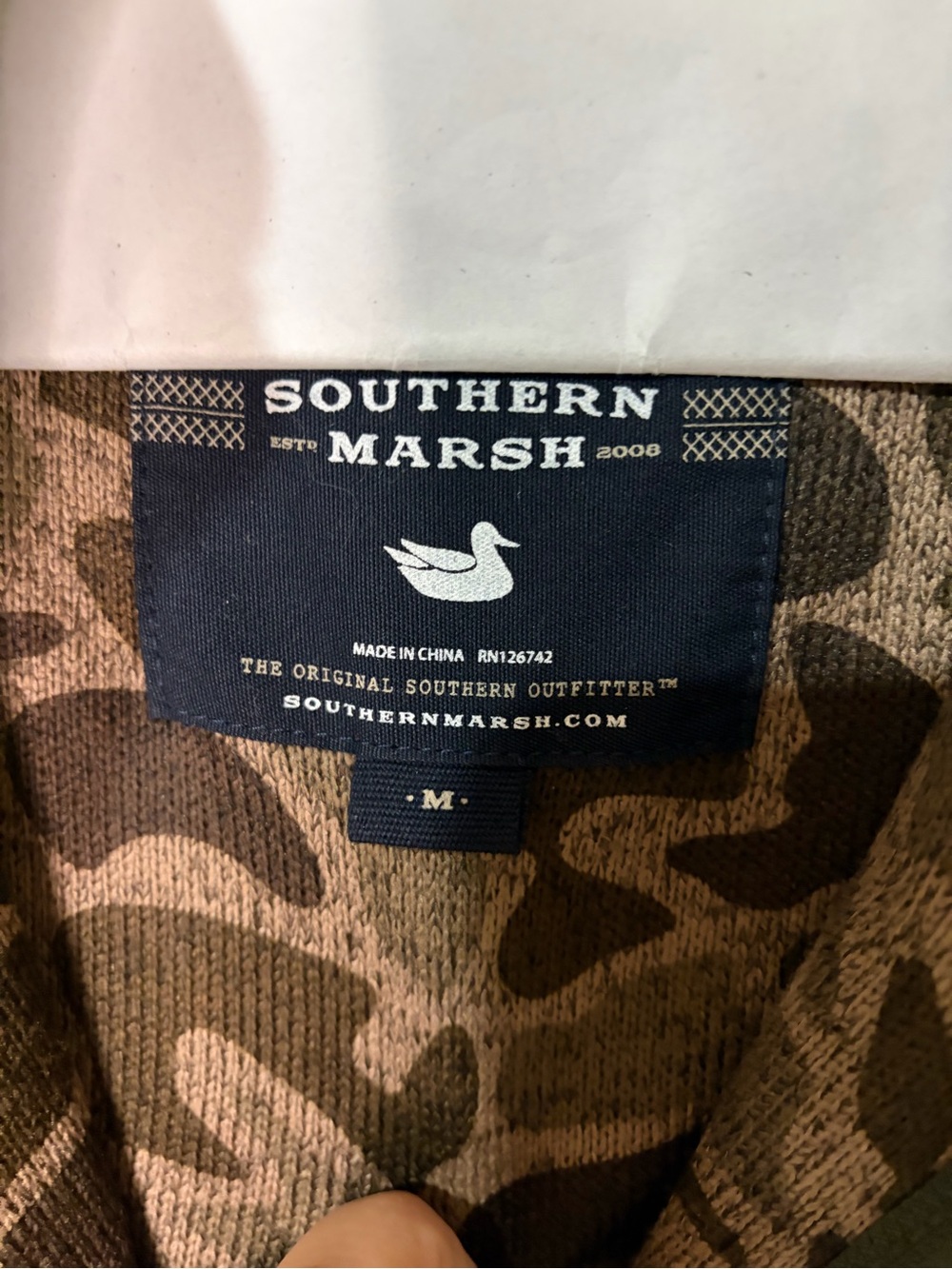 Southern Marsh Camo Knit Pullover in Brown and Olive